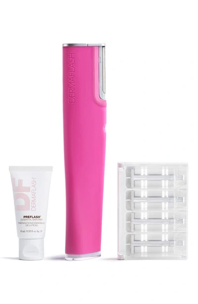 Dermaflash Luxe+ Advanced Sonic Dermaplaning & Peach Fuzz Removal Set In Pop Pink