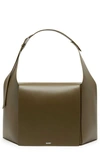 Attico Morning Leather Shoulder Bag In Military Green