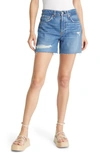 RAG & BONE ROSA HIGH WAIST RIPPED NONSTRETCH DENIM CUTOFF SHORTS