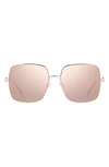 Jimmy Choo Lili 58mm Square Sunglasses In Rose Gold/pink Solid