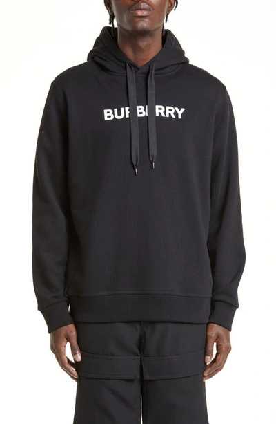 Burberry Ansdell Logo Cotton Jersey Hoodie In Black