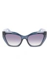 Ferragamo Gancini 54mm Rectangular Sunglasses In Transparent Blue