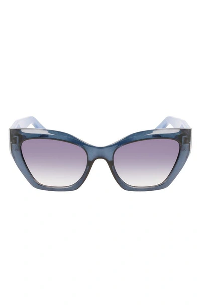 Ferragamo Gancini 54mm Rectangular Sunglasses In Transparent Blue