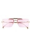 Versace Women's Rimless Square Sunglasses, 60mm In Gold/pink