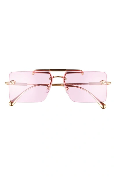 Versace Women's Rimless Square Sunglasses, 60mm In Gold/fuchsia