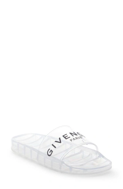 Givenchy Woman Transparent Rubber Slipper With Black Logo In White