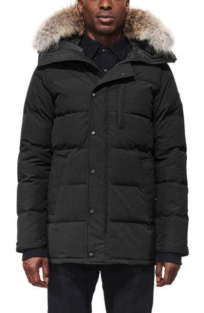 Canada Goose Carson Fusion Fit Hooded Down Parka With Genuine Coyote Fur Trim In Black