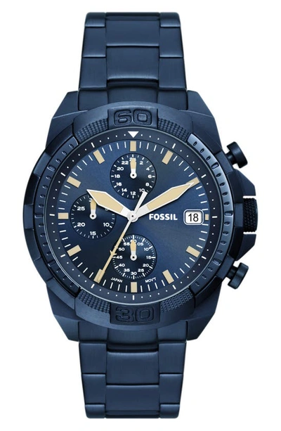 Fossil Men's Bronson Chronograph, Blue Ion Plating Stainless Bracelet Watch 44mm