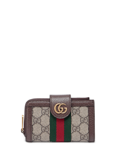 Gucci `ophidia` Card Case In Marrone
