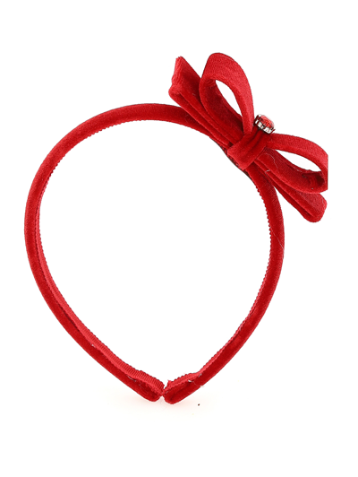 Monnalisa Velvet Bow Headband In Ruby Red