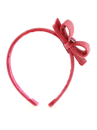 Monnalisa Velvet Bow Headband In Blush Pink