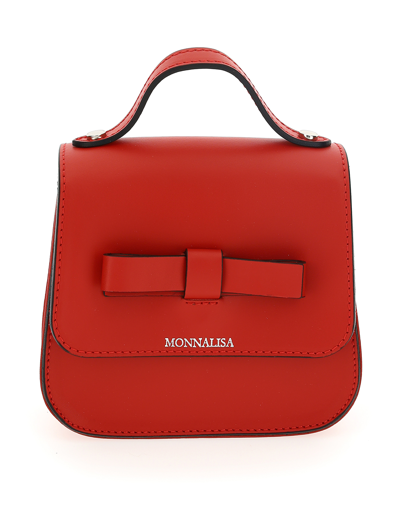 Monnalisa Mini Leather Bag In Ruby Red