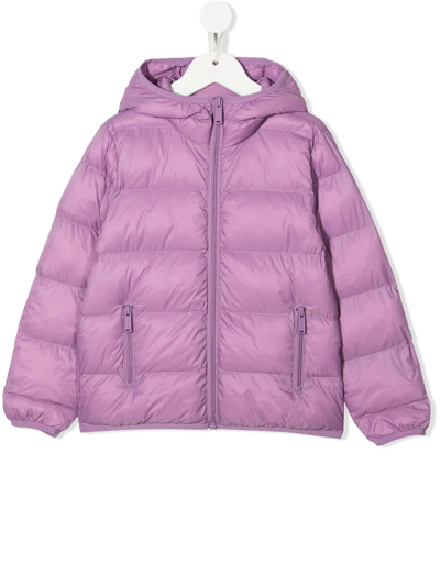 Dsquared2 Kids' Rear-logo Hooded Puffer Jacket In Purple