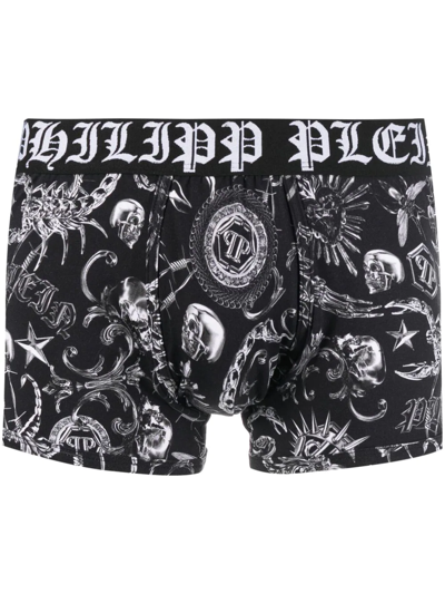 Philipp Plein Graphic-print Low-rise Boxers In Black