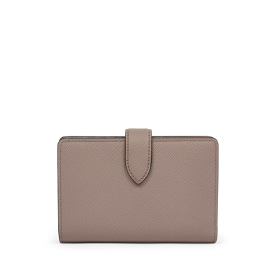 Smythson Continental Purse In Panama In Taupe