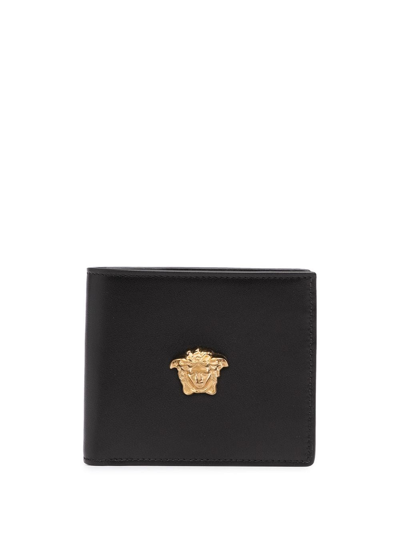 Versace La Medusa Leather Bifold Wallet In Black