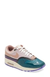 Nike Air Max 1 Canvas-trimmed Rubber And Leather Sneakers In Plum Fog/ Fossil Rose/ Pink