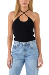 Grey Lab Crossover Rib Halter Tank In Black