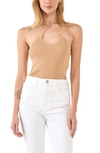 Grey Lab Crossover Rib Halter Tank In Nude