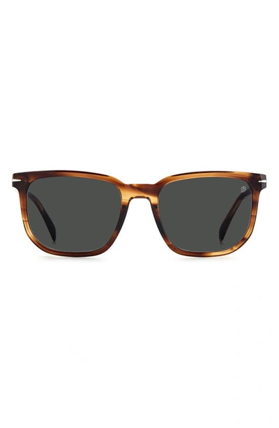 David Beckham Eyewear 54mm Square Sunglasses In Striped Brown / Grey