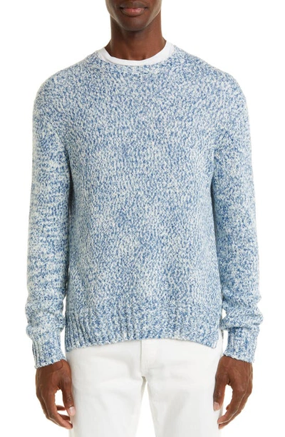 Zegna Mélange Silk & Linen Crewneck Sweater In Light Blue
