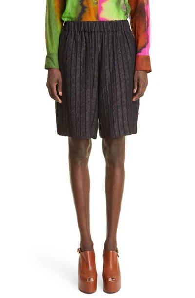 Dries Van Noten Pomar Textured Jacquard Bermuda Shorts In Black