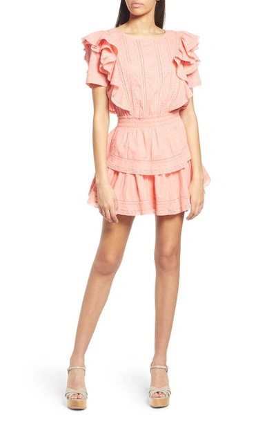 Loveshackfancy Natasha Ruffle Tiered Minidress In Peach Blossom