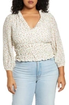 1.STATE ROSETTES SMOCKED WAIST TOP