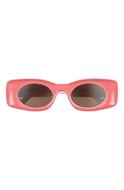 Loewe Paula Ibizia Original 49mm Square Sunglasses In Shiny Pink / Brown
