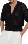 Varley Callie Sheer Knit Cotton Top In Black