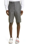 THOM BROWNE BACK STRAP FLAT FRONT WOOL SHORTS