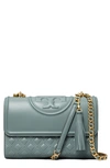 Tory Burch Fleming Convertible Leather Shoulder Bag In Arctic