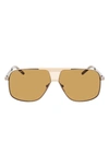 Ferragamo 63mm Oversize Navigator Sunglasses In Dark Ruthenium/ Honey