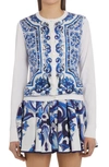 Dolce & Gabbana 18gg Printed Silk Cardigan In Hy3tn Maiolica 3
