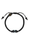 Caputo & Co Murano Glass Evil Eye Macramé Adjustable Bracelet In Black