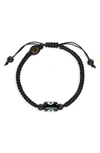 Caputo & Co . Murano Glass Evil Eye Macramé Adjustable Bracelet In Black