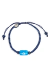 Caputo & Co Murano Glass Evil Eye Macramé Adjustable Bracelet In Blue