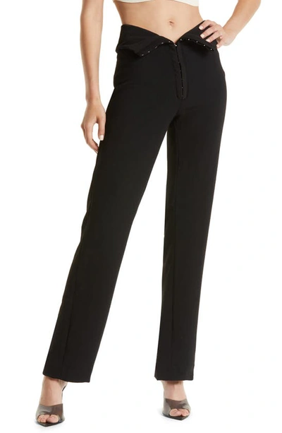 House Of Cb Ava Fold Front Trousers In Black