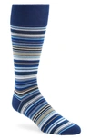 Paul Smith Stripe Cotton Blend Crew Socks In Navy