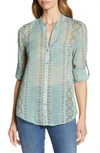 Kut From The Kloth Jasmine Top In Albi Stripe Turquoise