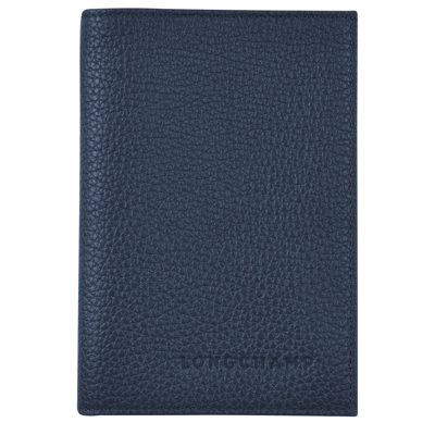 Longchamp Passport Cover Le Foulonné In Navy