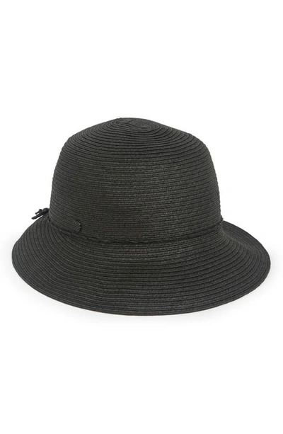 Vince Camuto Paper Braid Cloche Hat In Black
