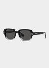 Burberry Dark Gray Rectangular Mens Sunglasses Be4349f 394887 51 In Black,grey