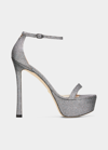 Stuart Weitzman Nudistcurve Hollywood Shimmery Platform Sandals In Gunmetal