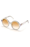 Bally 54mm Round Sunglasses In White/ Other / Gradient Brown