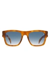 David Beckham Eyewear 52mm Rectangular Sunglasses In Havana Honey / Blue