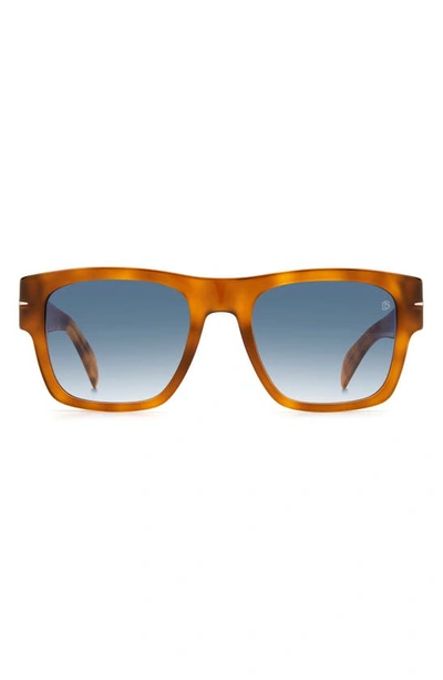 David Beckham Eyewear 52mm Rectangular Sunglasses In Havana Honey / Blue