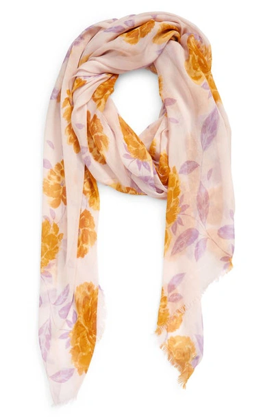 Nordstrom Eyelash Trim Print Cashmere & Silk Wrap In Pink Frosty Check Multi