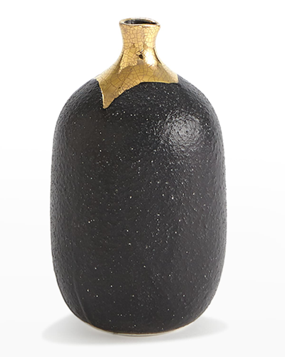 Global Views Dipped Golden Crackle 8.3" Cylinder Vase