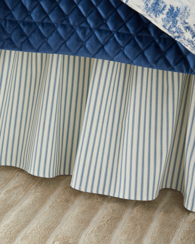 Sherry Kline Home Serene Scenes Striped King Ruffled Bed Skirt In Blue